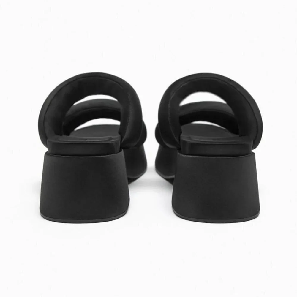 ZARA PADDED STRAP FLATFORM SANDALS  BLACK SIZE 8 | 1344/110
